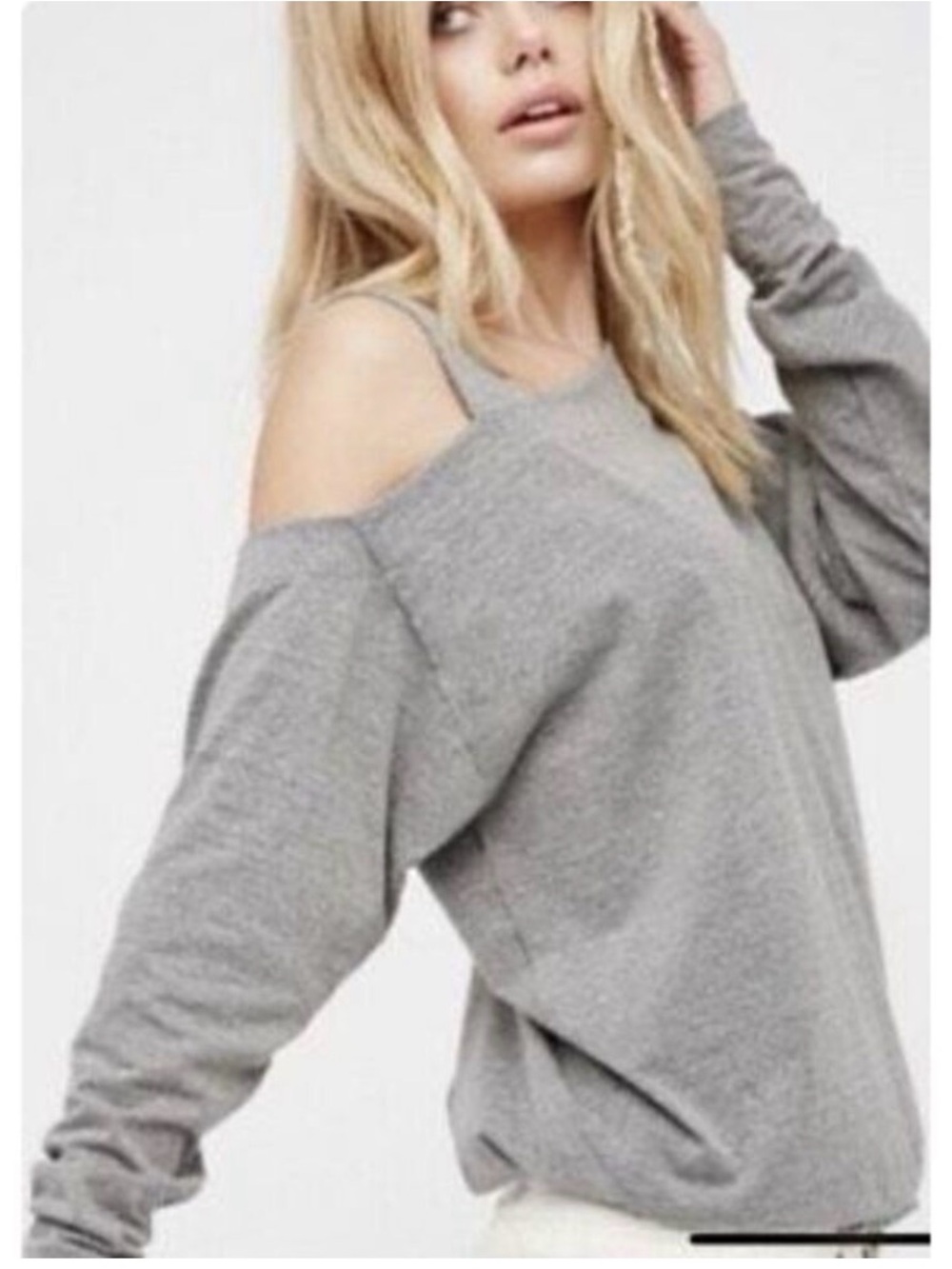 Free People Gray Off-the-Shoulder Sweater